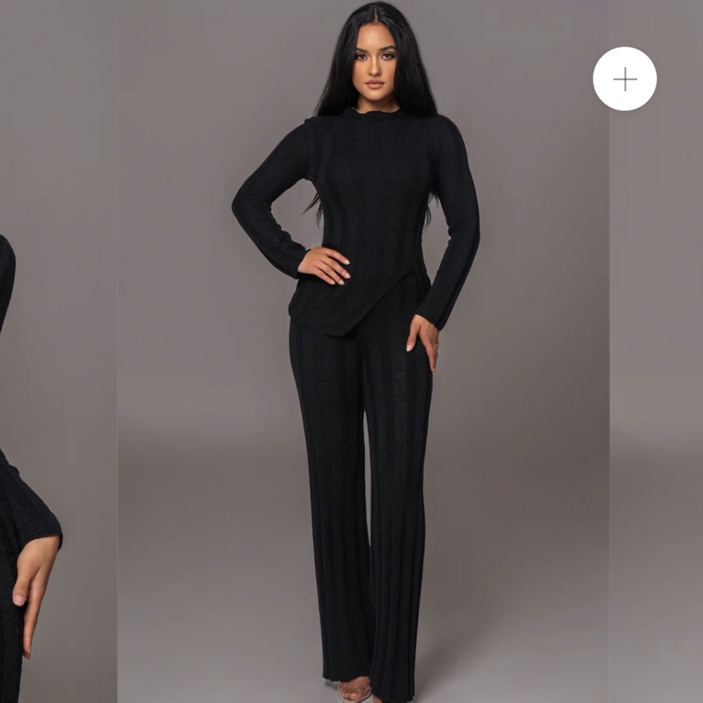 NEW Jluxlabel Black Take A Chance Ribbed Pant Set Sz M NWT MSRP $119